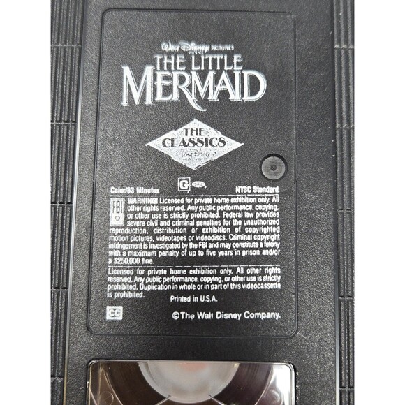 DISNEY THE LITTLE MERMAID VHS TAPE ORIGINAL BANNED COVER OPEN 1989 MOVIE VINTAGE - Picture 11 of 12